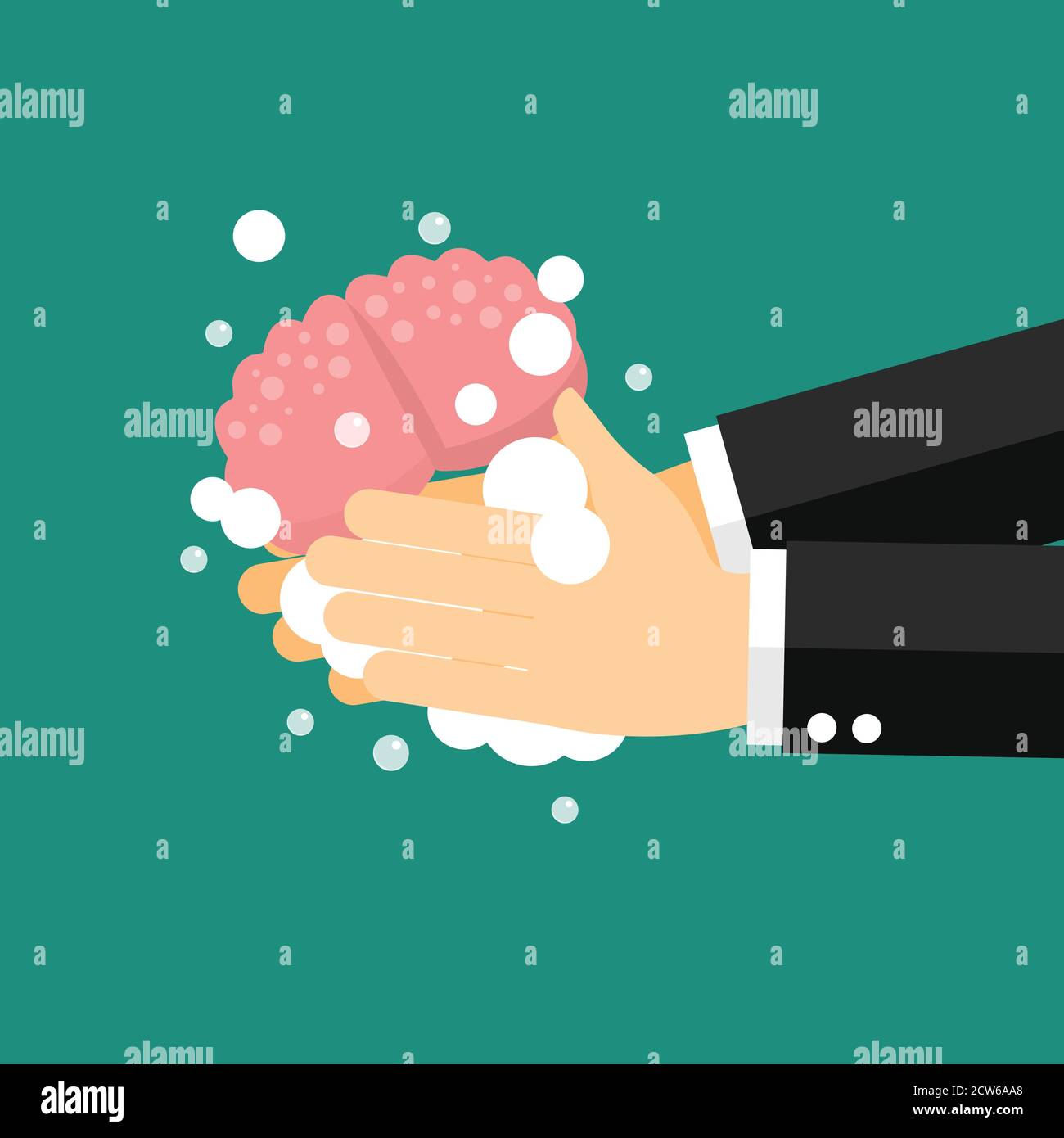 Homme d'affaires laver et nettoyer le cerveau. Illustration vectorielle Illustration de Vecteur