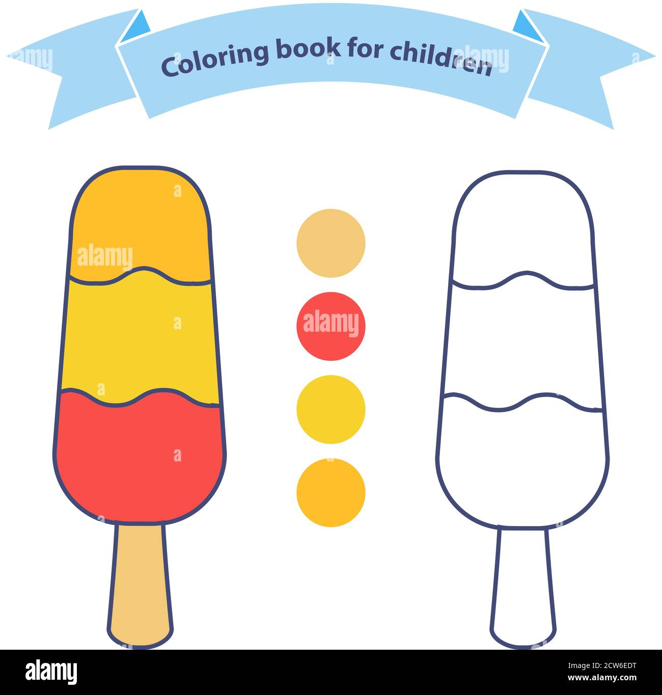 eskimo congelé sur un bâton. Livre de coloriage de crème glacée pour les enfants. Illustration de Vecteur