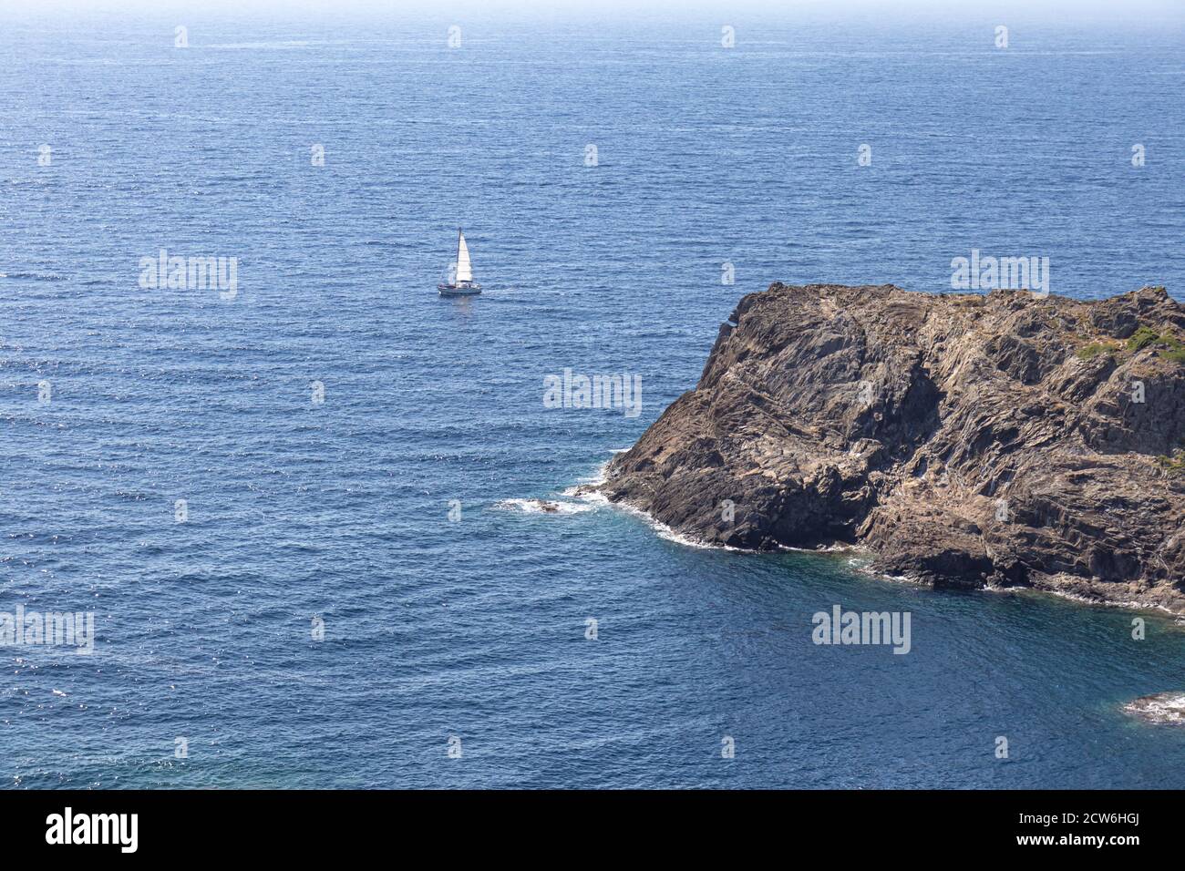 Mer Méditerranée vue de Cap gros, Cap de Creus, Costa Brava, Catalogne, Espagne Banque D'Images