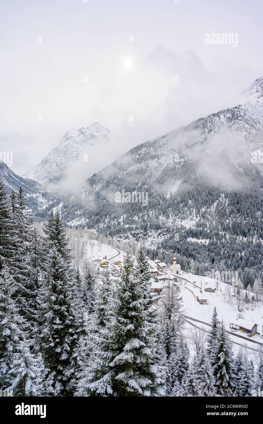 Gramais - le plus petit village d'Autriche en paysage d'hiver, Lechtal, Reutte Banque D'Images