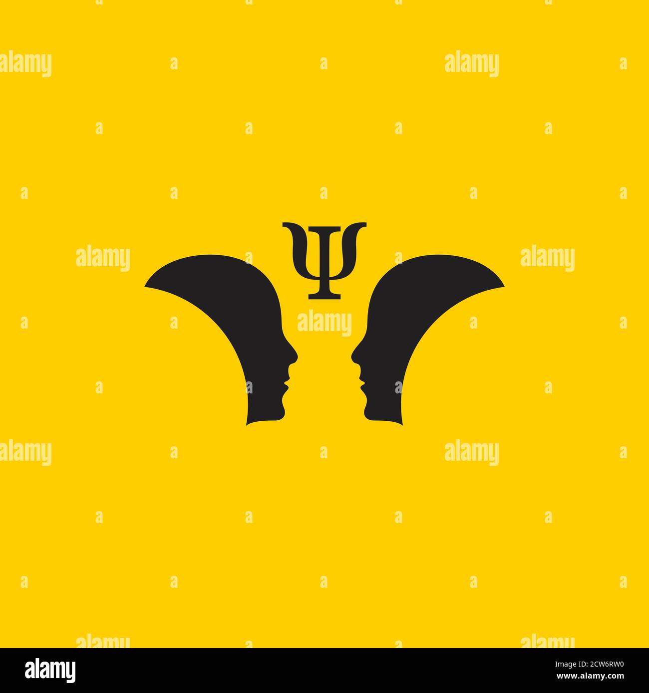 Logo abstrait de psychologie avec deux profils masculins Illustration de Vecteur