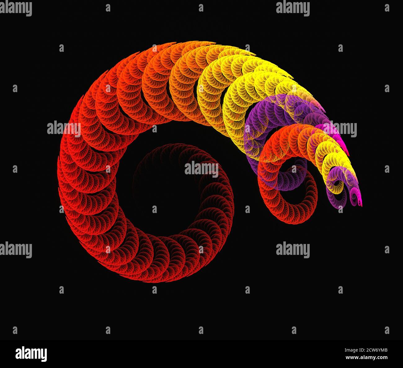 arrière-plan fractal en spirale rouge abstrait sur le noir Banque D'Images