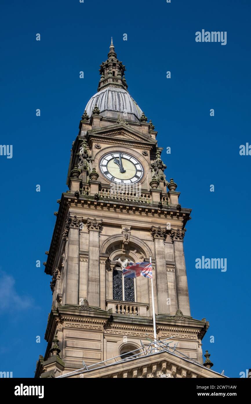 Tour de l'horloge de l'hôtel de ville de Bolton Lancashire juillet 2020 Banque D'Images