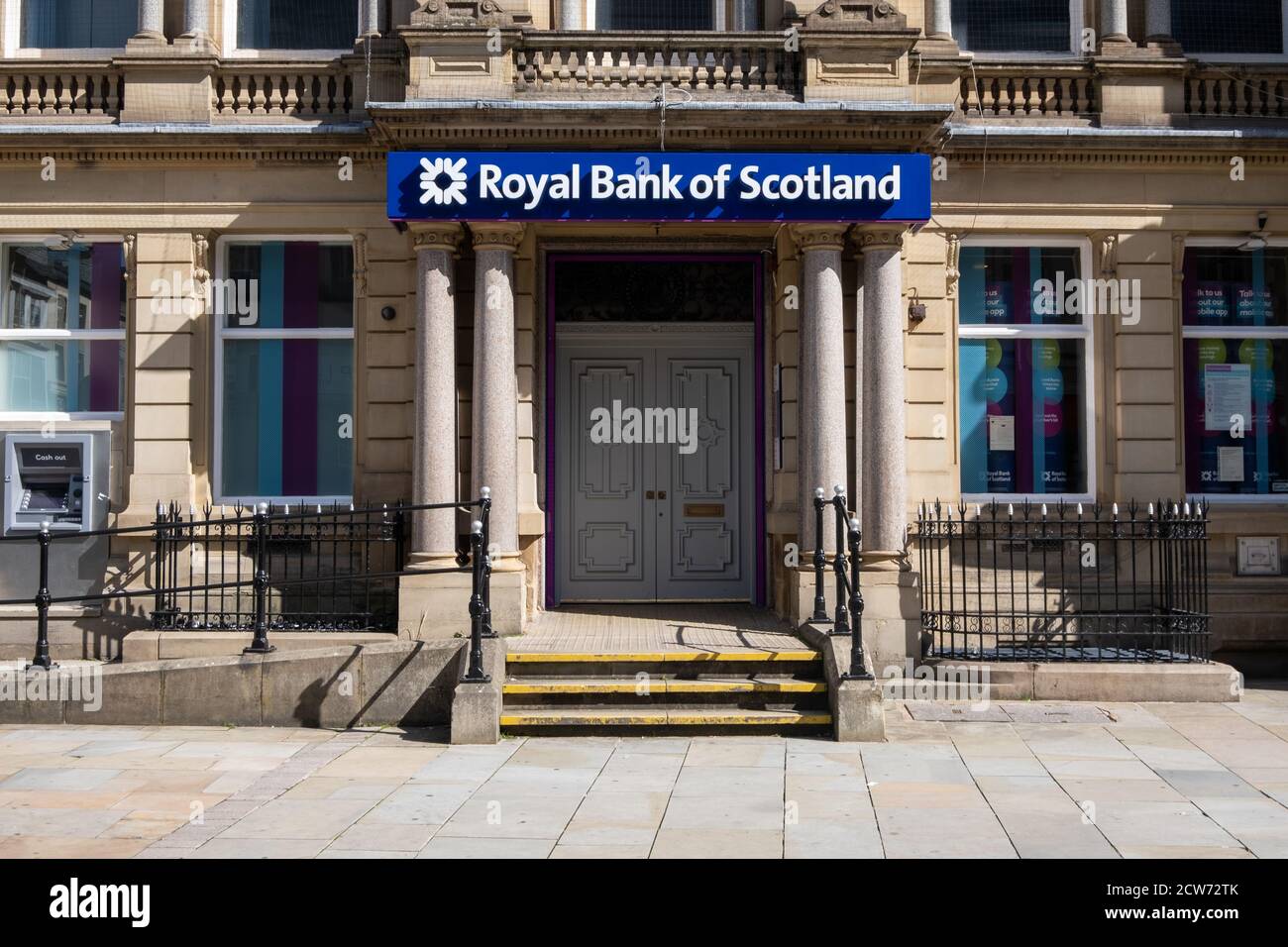 Entrée à la banque de la Royal Bank of Scotland à Bolton Lancashire Juillet 2020 Banque D'Images