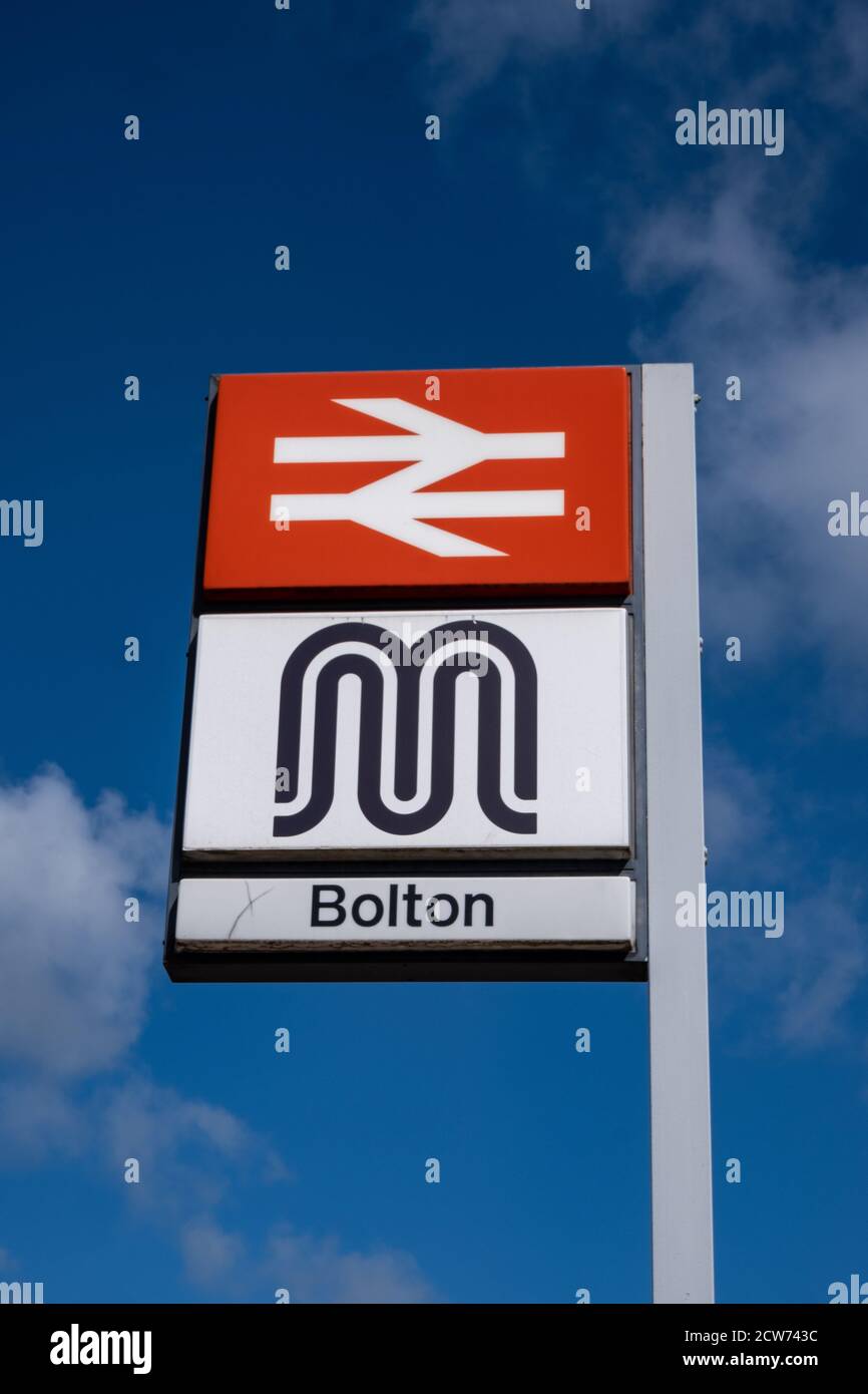 Panneau à l'entrée de l'échangeur à Bolton Lancashire en juillet 2020 Banque D'Images