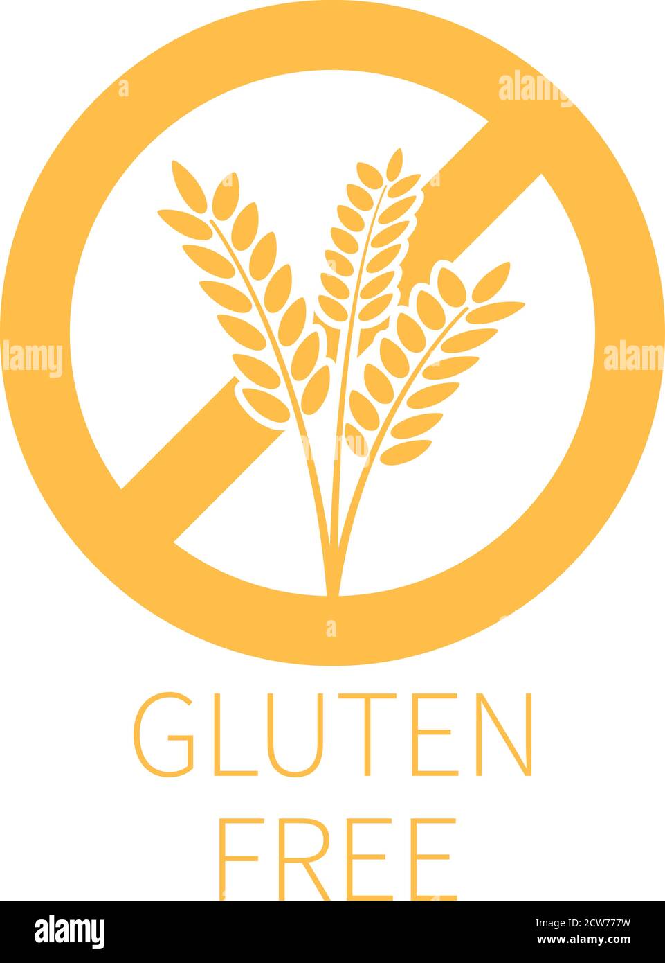 étiquette ronde sans gluten de couleur or avec vecteur d'épis de blé illustration Illustration de Vecteur
