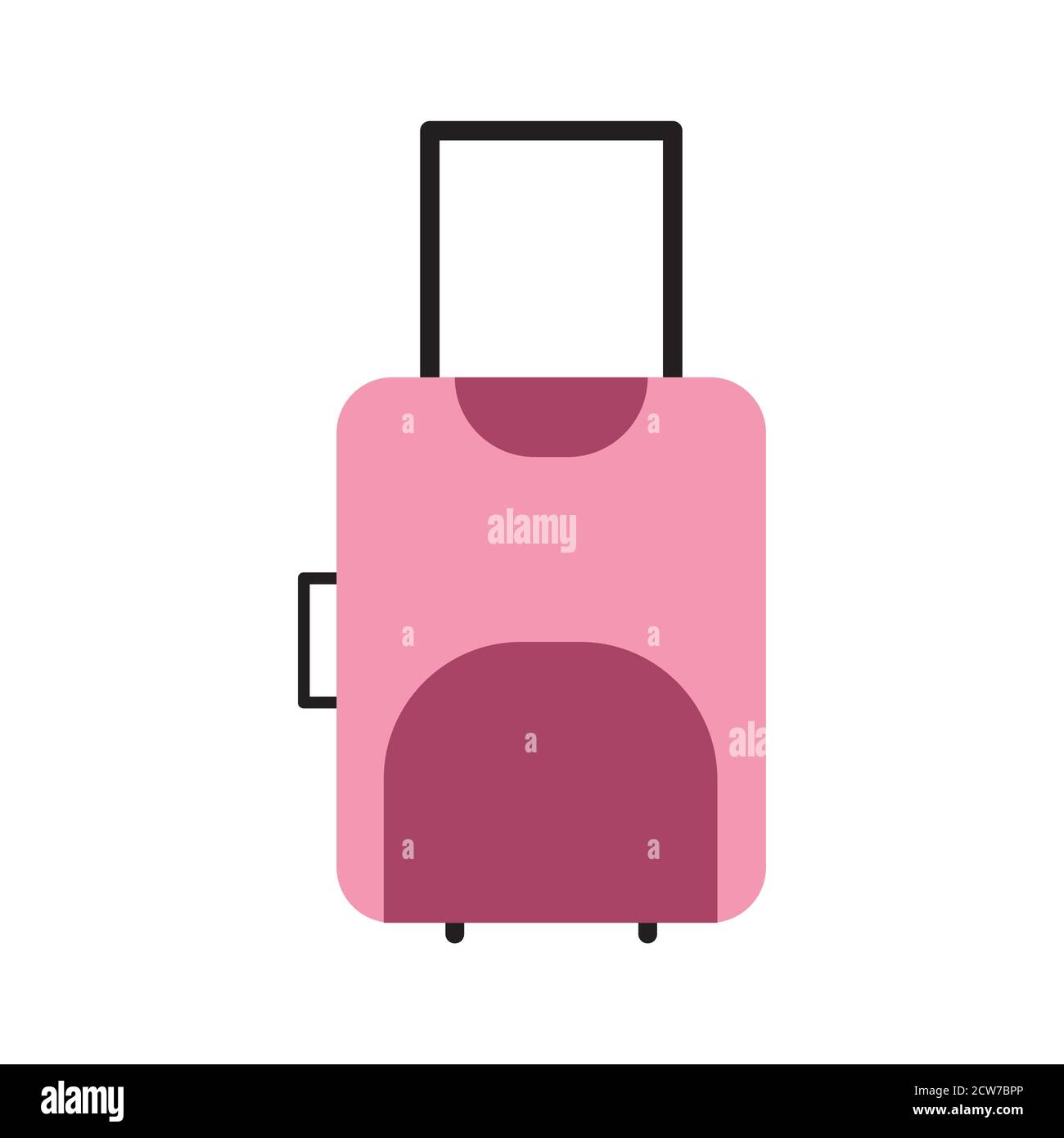 Illustration vectorielle de valise rose de style plat. Sac à bagages avec chariot isolé. Vacances d'été, séjour, concept de voyage Illustration de Vecteur