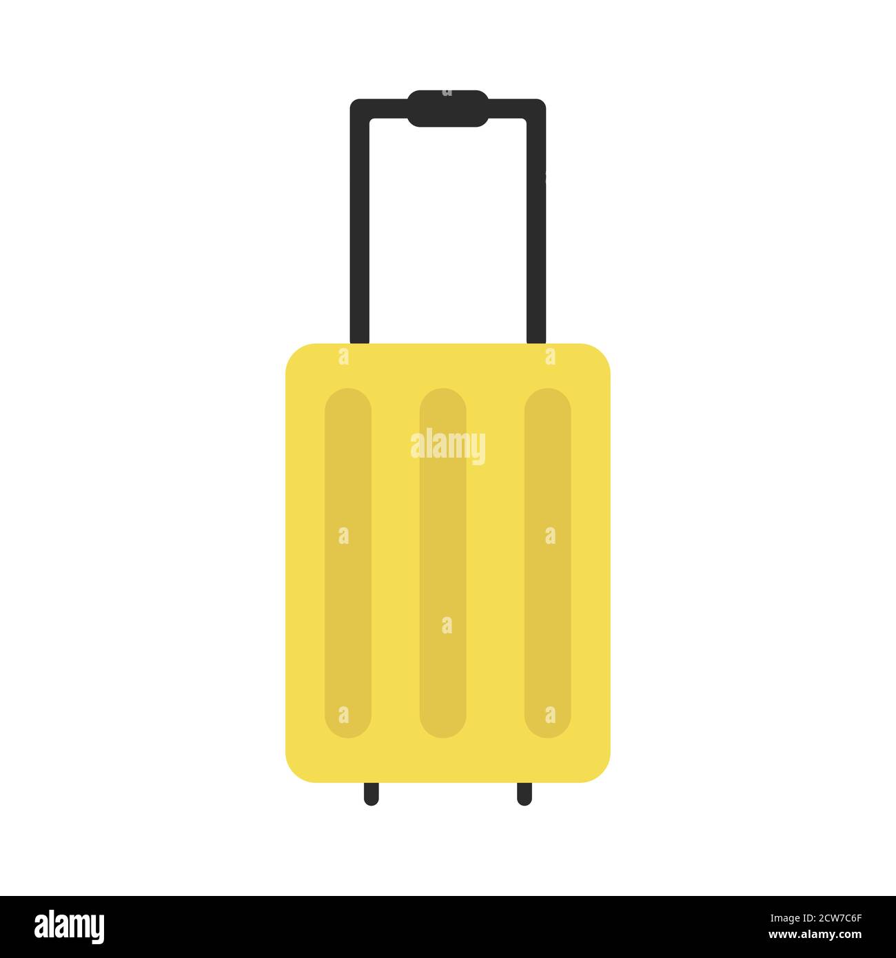 Illustration vectorielle jaune de type valise à plat. Sac à bagages avec chariot isolé. Vacances d'été, séjour, concept de voyage Illustration de Vecteur