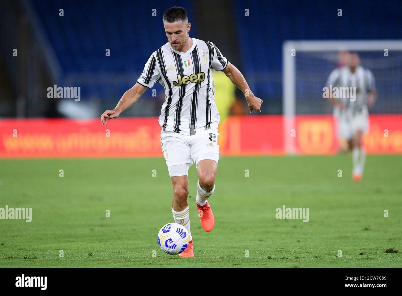 Aaron Ramsey de Juventus FC pendant la série UN match entre Roma et Juventus au Stadio Olimpico, Rome, Italie, le 27 septembre 2020. Photo de Giuseppe Maffia. Banque D'Images