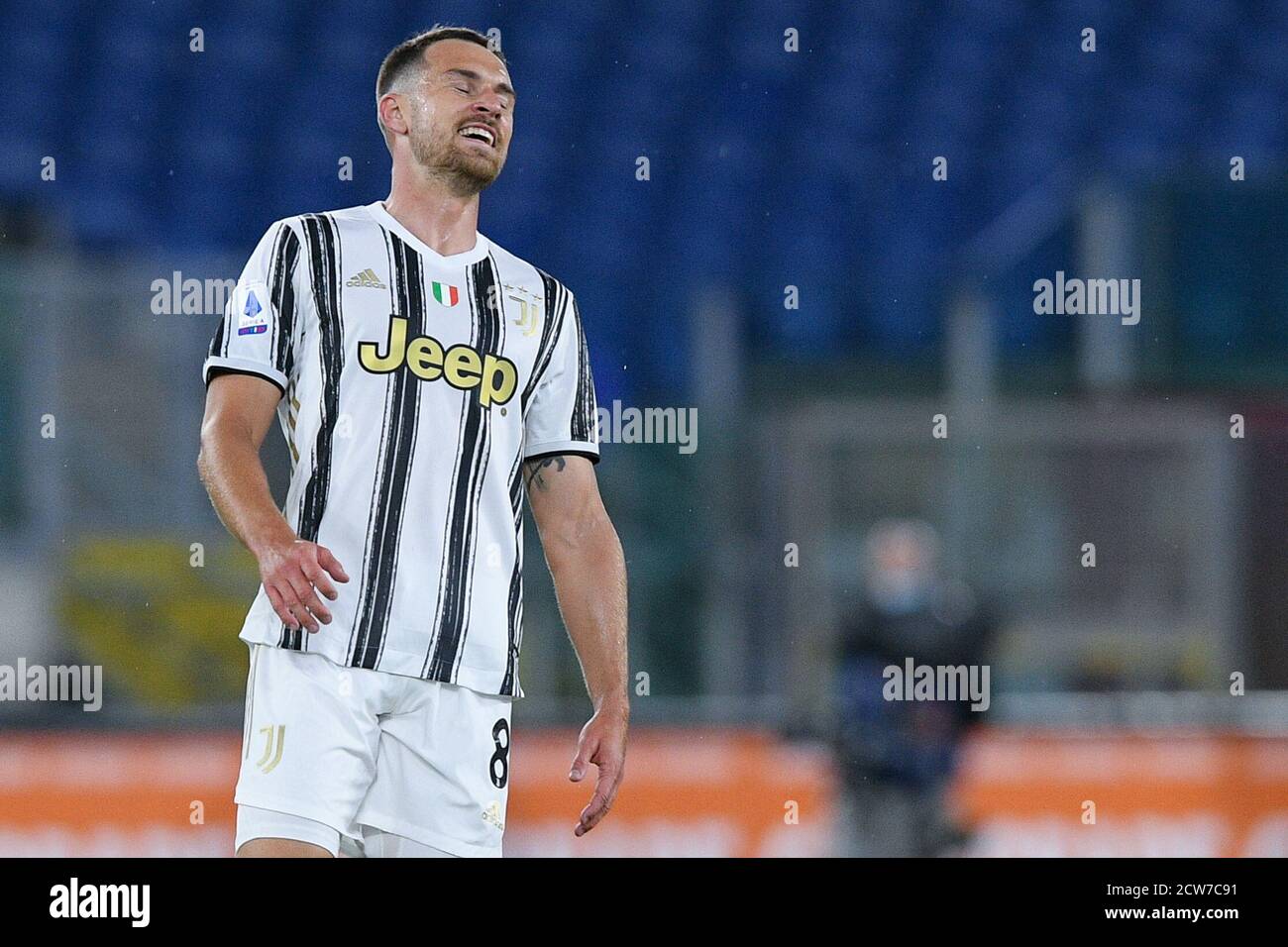 Aaron Ramsey de Juventus FC pendant la série UN match entre Roma et Juventus au Stadio Olimpico, Rome, Italie, le 27 septembre 2020. Photo de Giuseppe Maffia. Banque D'Images