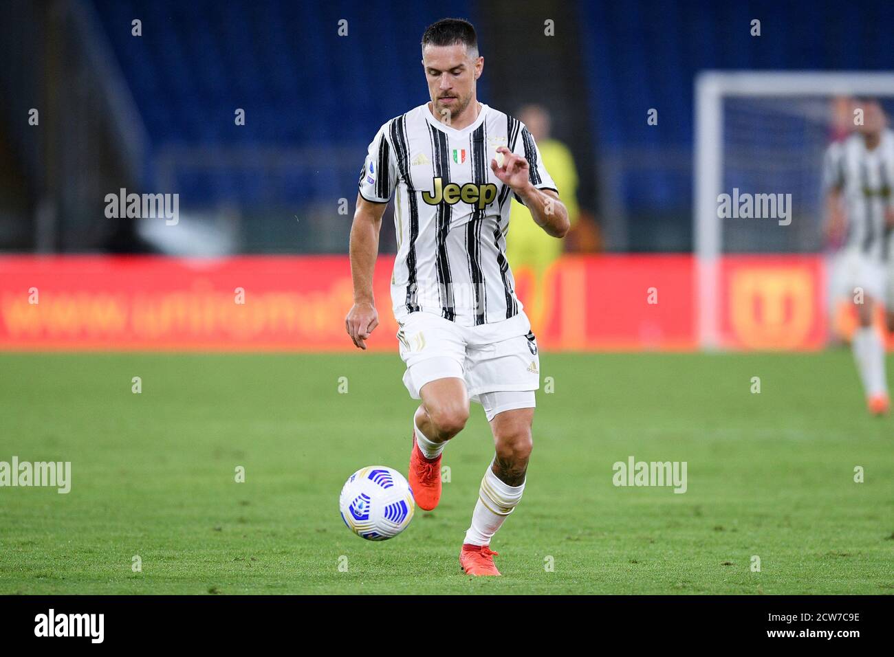 Aaron Ramsey de Juventus FC pendant la série UN match entre Roma et Juventus au Stadio Olimpico, Rome, Italie, le 27 septembre 2020. Photo de Giuseppe Maffia. Banque D'Images