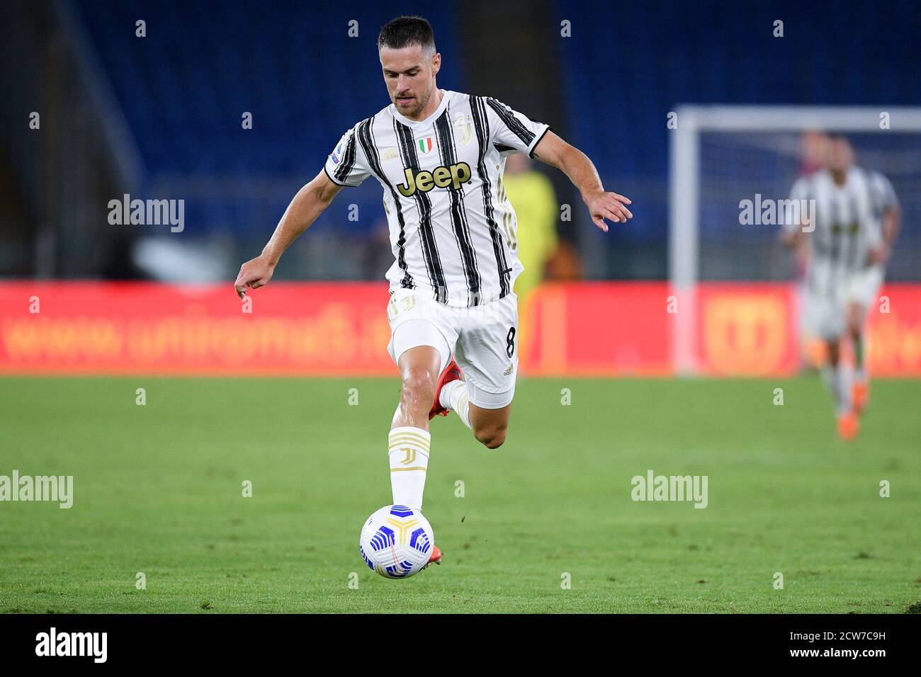 Aaron Ramsey de Juventus FC pendant la série UN match entre Roma et Juventus au Stadio Olimpico, Rome, Italie, le 27 septembre 2020. Photo de Giuseppe Maffia. Banque D'Images