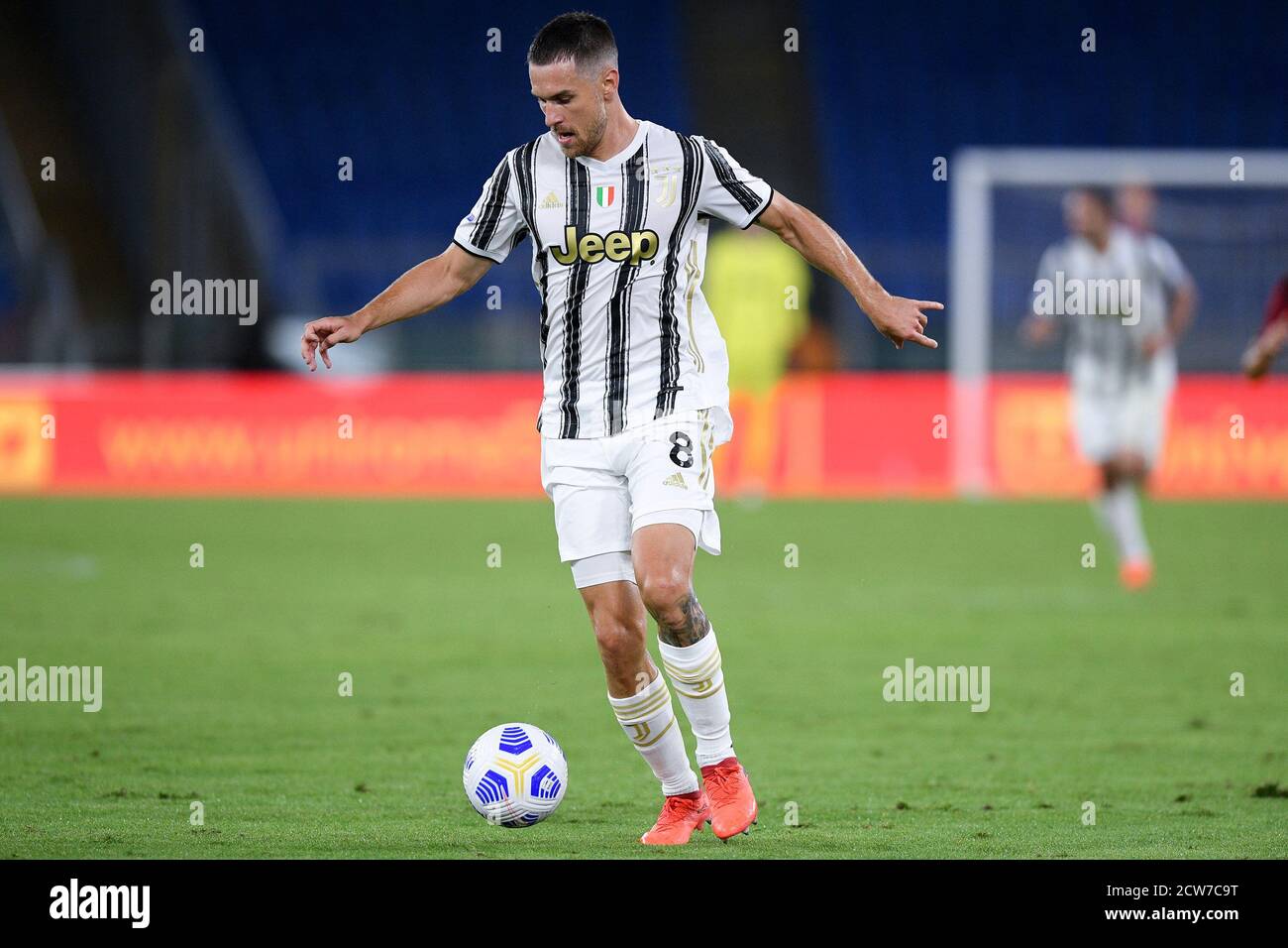 Aaron Ramsey de Juventus FC pendant la série UN match entre Roma et Juventus au Stadio Olimpico, Rome, Italie, le 27 septembre 2020. Photo de Giuseppe Maffia. Banque D'Images