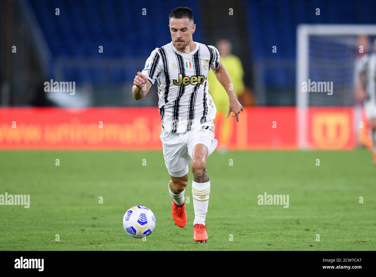 Aaron Ramsey de Juventus FC pendant la série UN match entre Roma et Juventus au Stadio Olimpico, Rome, Italie, le 27 septembre 2020. Photo de Giuseppe Maffia. Banque D'Images