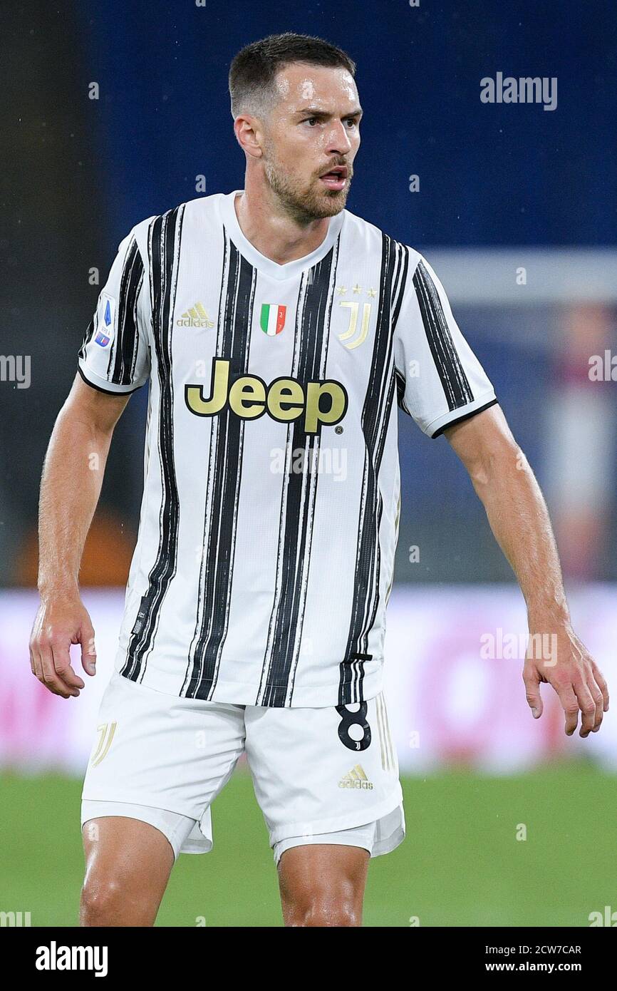 Aaron Ramsey de Juventus FC pendant la série UN match entre Roma et Juventus au Stadio Olimpico, Rome, Italie, le 27 septembre 2020. Photo de Giuseppe Maffia. Banque D'Images