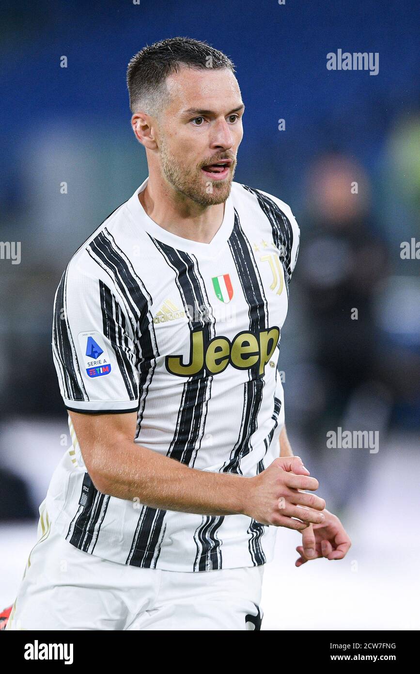 Aaron Ramsey de Juventus FC pendant la série UN match entre Roma et Juventus au Stadio Olimpico, Rome, Italie, le 27 septembre 2020. Photo de Giuseppe Maffia. Banque D'Images