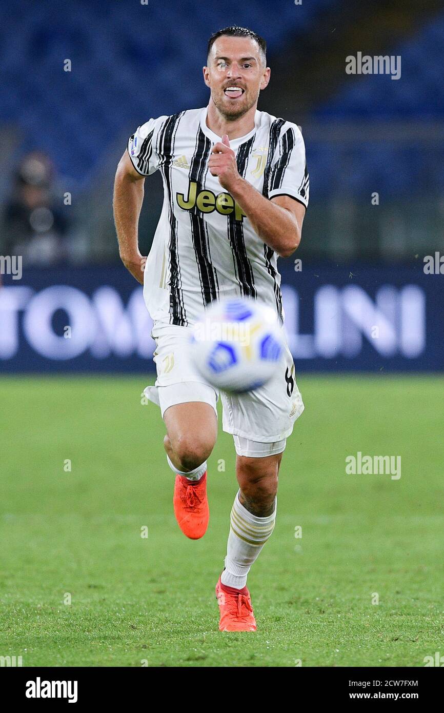 Rome, Italie. 27 septembre 2020. Aaron Ramsey de Juventus FC pendant la série UN match entre Roma et Juventus au Stadio Olimpico, Rome, Italie, le 27 septembre 2020. Photo de Giuseppe Maffia. Crédit : UK Sports pics Ltd/Alay Live News Banque D'Images