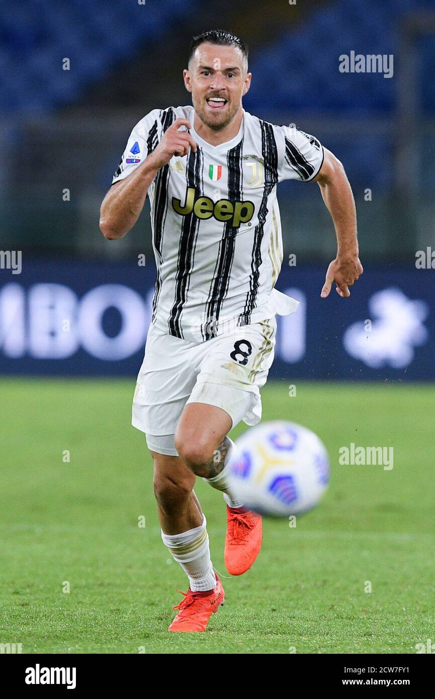 Rome, Italie. 27 septembre 2020. Aaron Ramsey de Juventus FC pendant la série UN match entre Roma et Juventus au Stadio Olimpico, Rome, Italie, le 27 septembre 2020. Photo de Giuseppe Maffia. Crédit : UK Sports pics Ltd/Alay Live News Banque D'Images