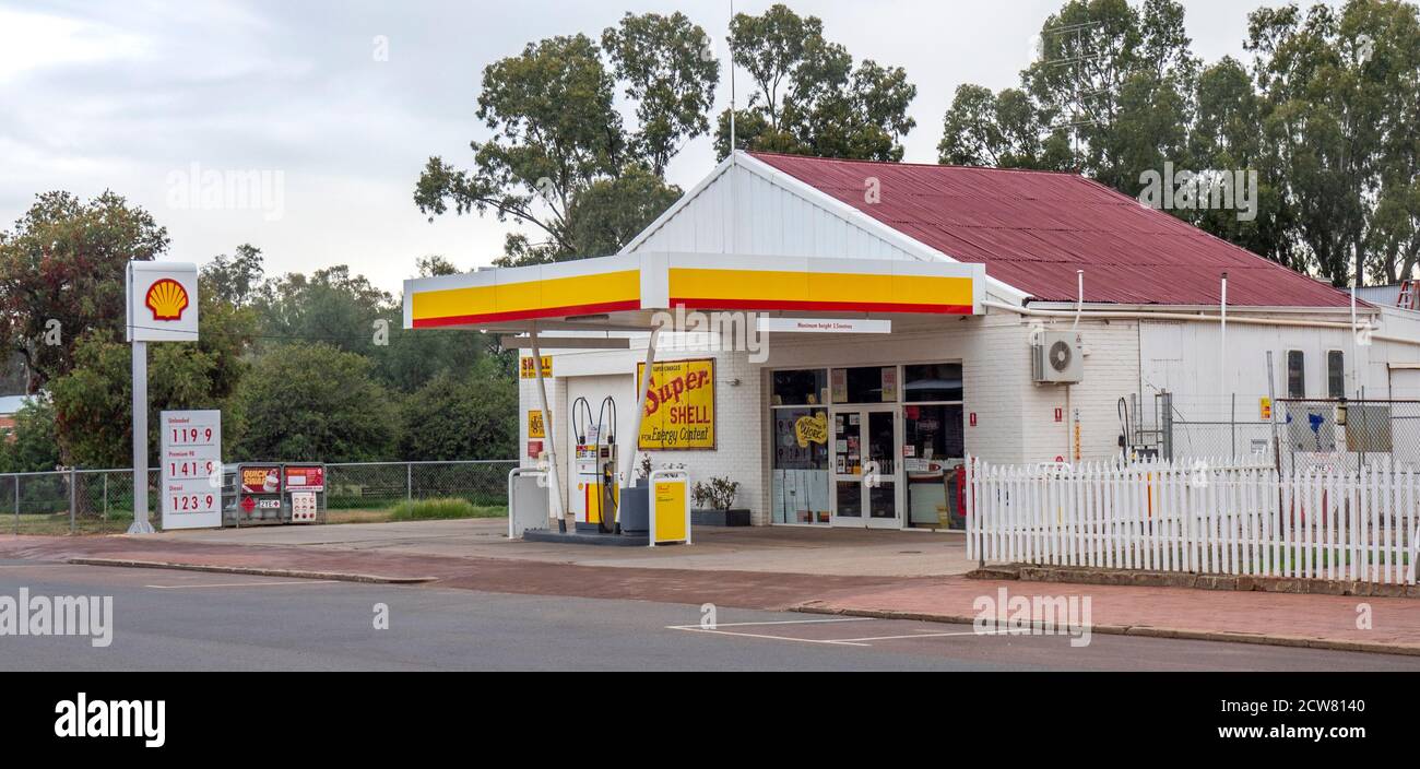 Station de service Retro Shell sur Avon Terrace York Australie occidentale. Banque D'Images