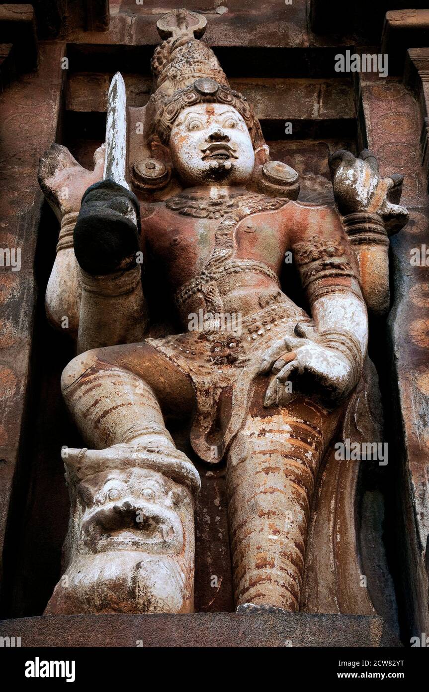 Le garde du temple dans le grand temple de Tajore Banque D'Images