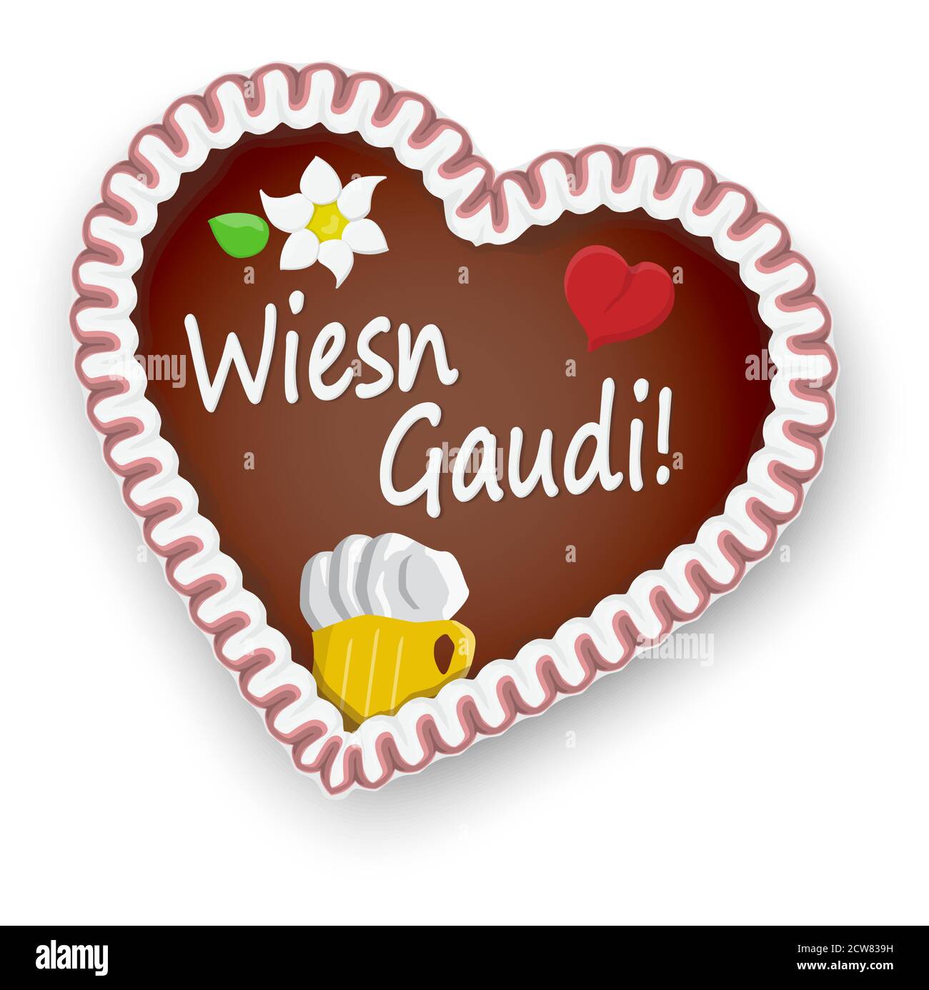 coeur illustré de pain d'épice avec texte (en allemand) Pour l'Oktoberfest 2020 2021 fois Illustration de Vecteur