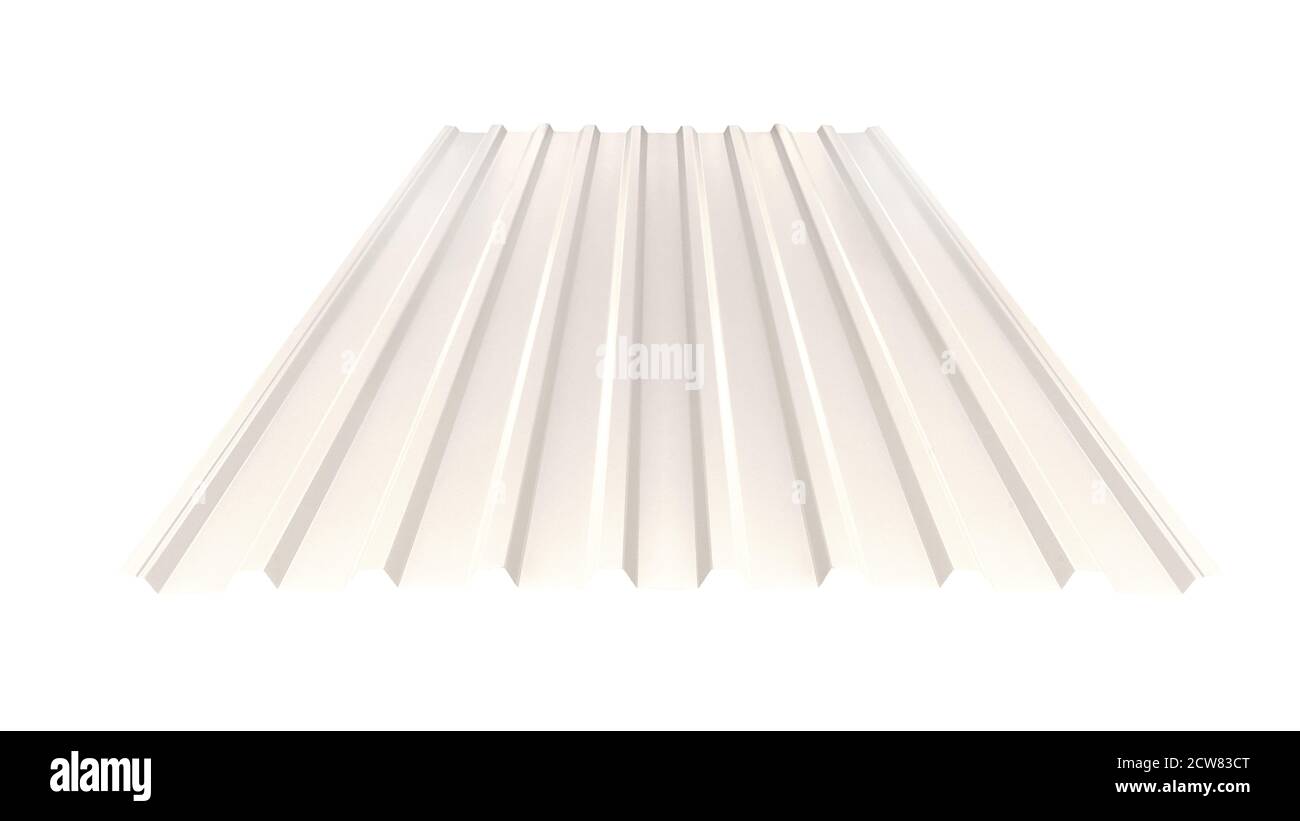 Profil ondulé de toit tôle de tôle de couleur bois texture isolée sur fond blanc Banque D'Images