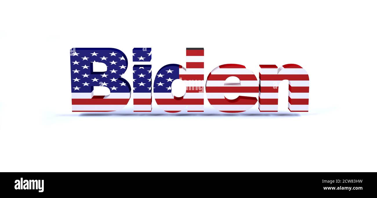 Signe Biden avec drapeau américain isolé sur une illustration 3d blanche Banque D'Images