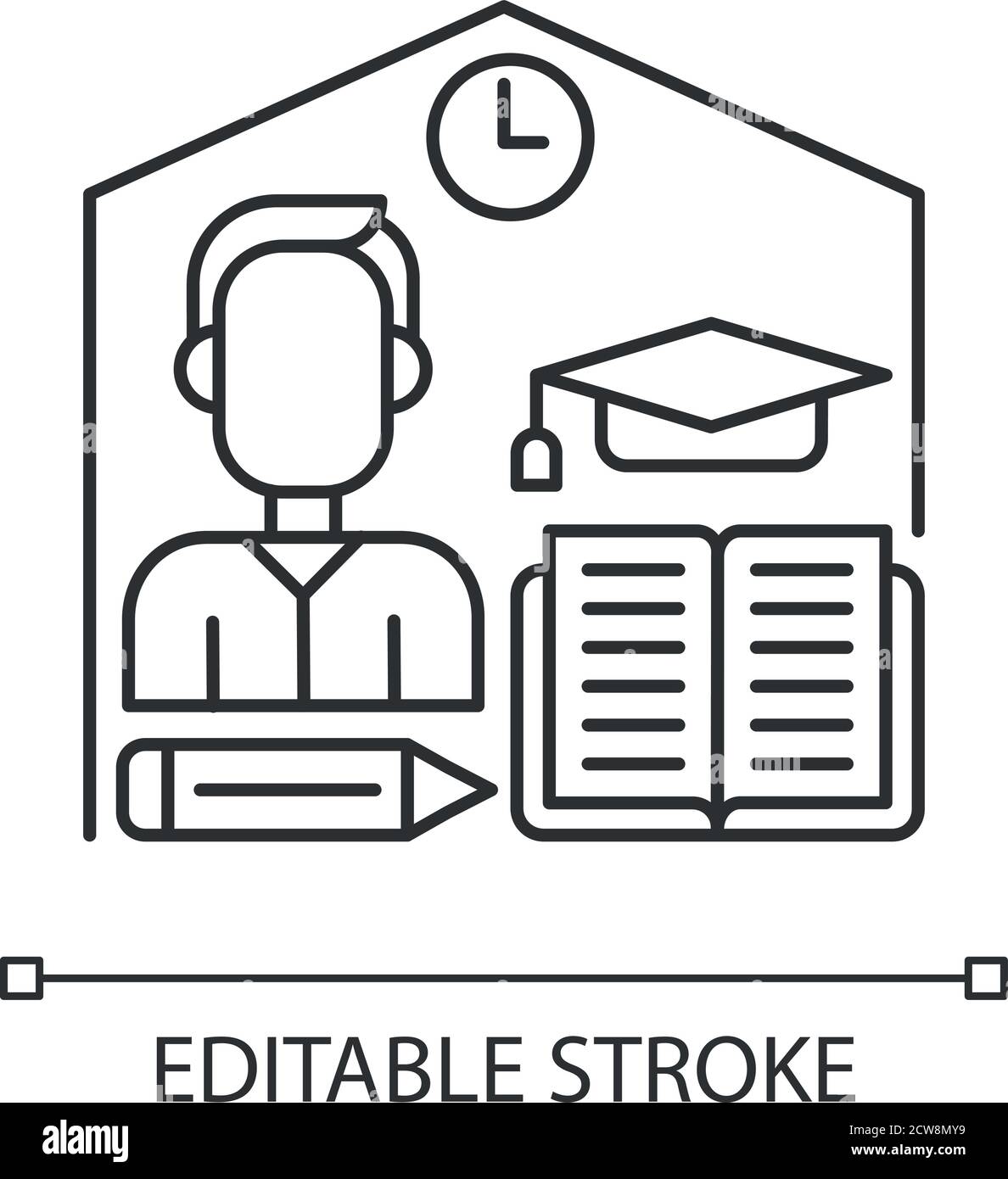 Icône linéaire « Take home exam pixel Perfect » Illustration de Vecteur