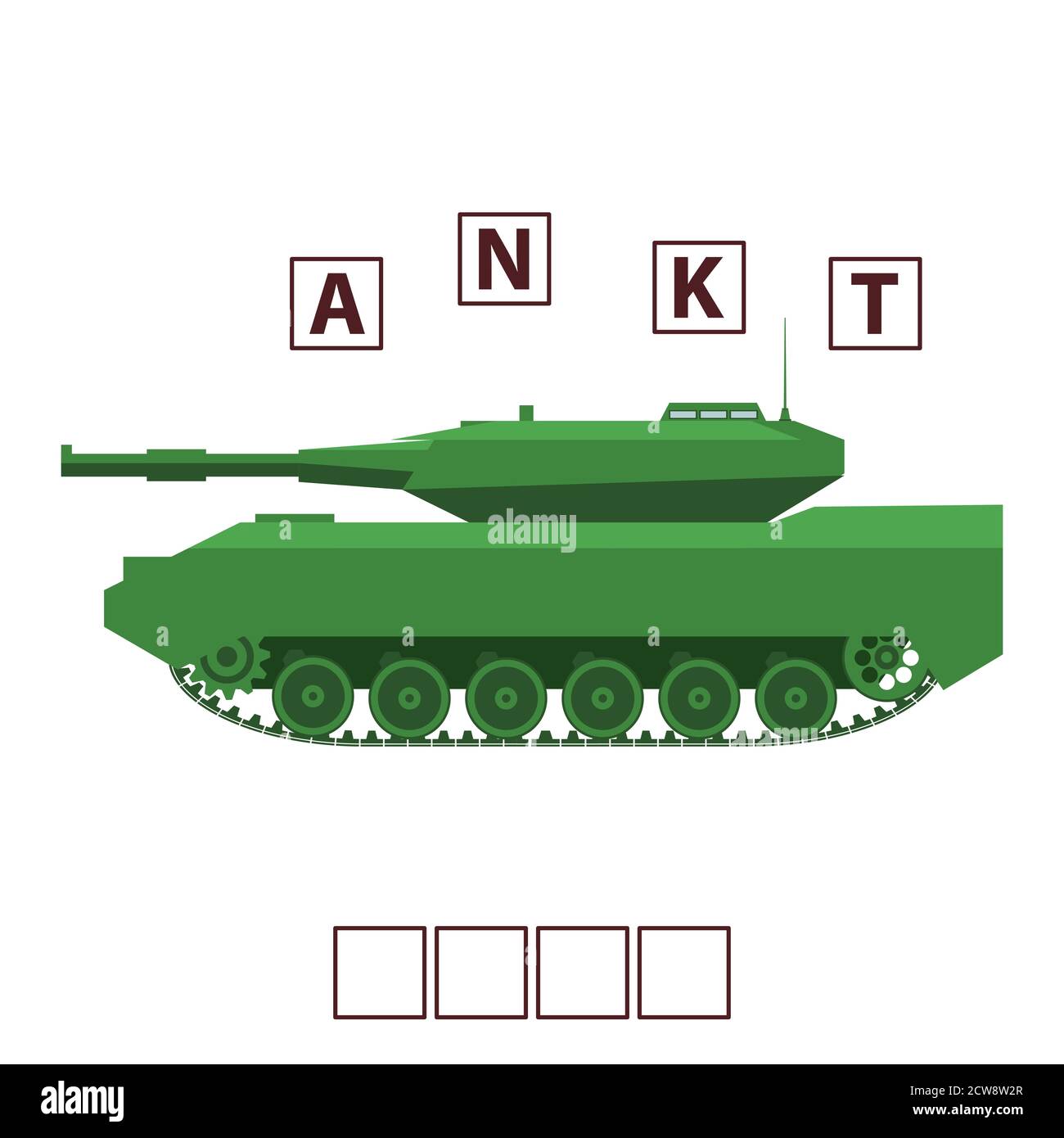 Jeu de mots puzzle militaire réservoir . Éducation développement de l'enfant.Riddle pour l'préscolaire. Illustration de Vecteur