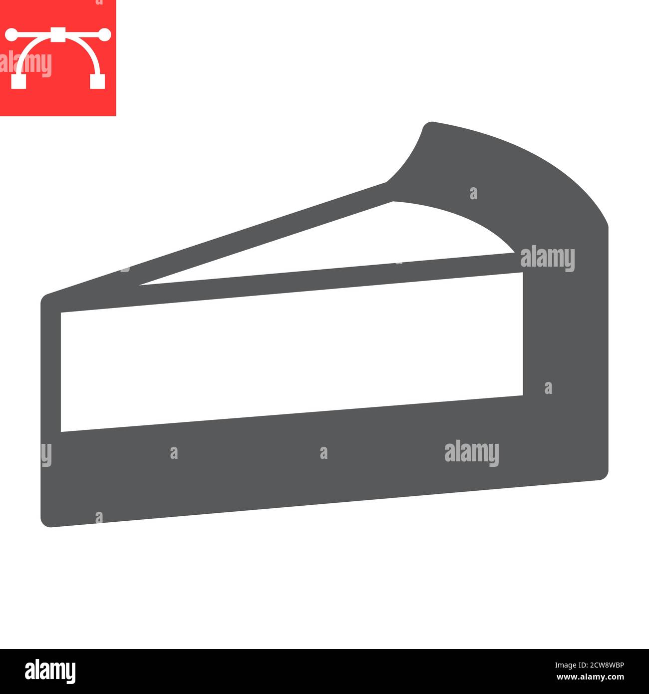 Icône de glyphe de cheesecake, dessert et gâteau, morceau de graphique vectoriel de signe de cheesecake, icône modifiable de trait plein, eps 10. Illustration de Vecteur