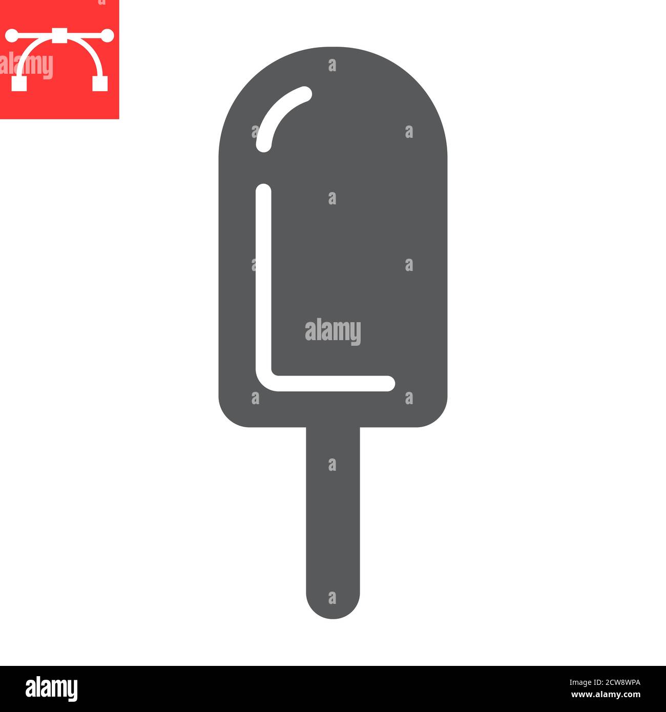 Glace sur bâton icône de glyphe, dessert et délicieux, chocolat bâton de glace graphique vectoriel de signe, icône modifiable de trait plein, eps 10. Illustration de Vecteur