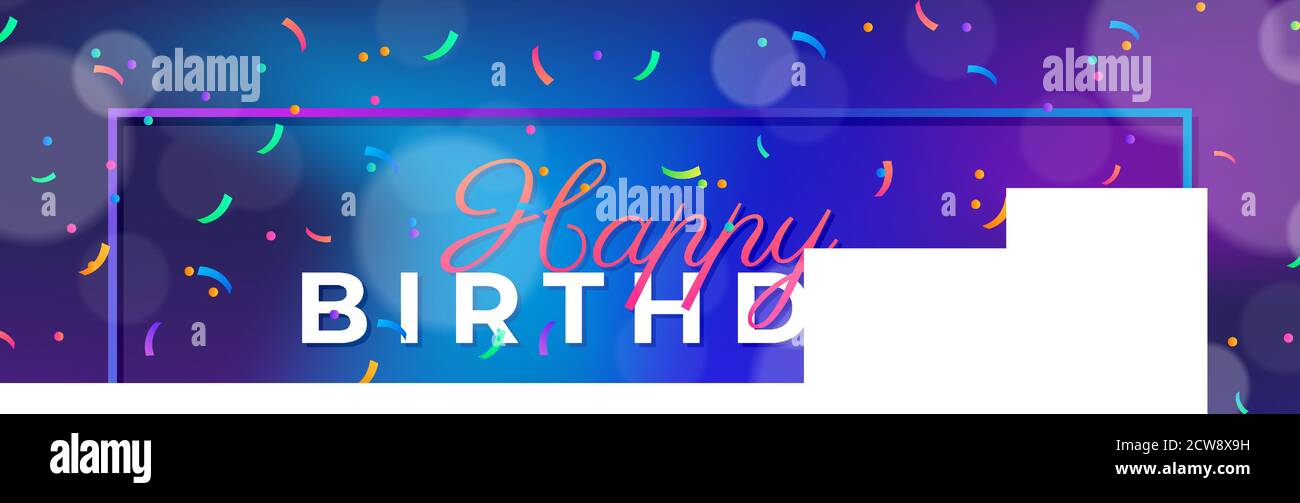 Bannière joyeux anniversaire. Design d'arrière-plan de fête d'anniversaire avec confetti sur fond flou . illustration vectorielle Illustration de Vecteur