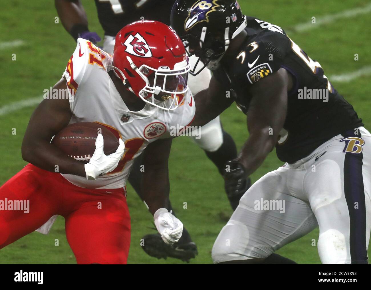 Kansas City Chiefs RB Darrel Williams (31) en action lors d'un match contre les Baltimore Ravens au stade M&T Bank à Baltimore, Maryland, le 28 septembre 2020. Photo/ Mike Buscher/Cal Sport Media Banque D'Images Kansas City Chiefs RB Darrel Williams (31) en action lors d'un match contre les Baltimore Ravens au stade M&T Bank à Baltimore, Maryland, le 28 septembre 2020. Photo/ Mike Buscher/Cal Sport Media Banque D'Images