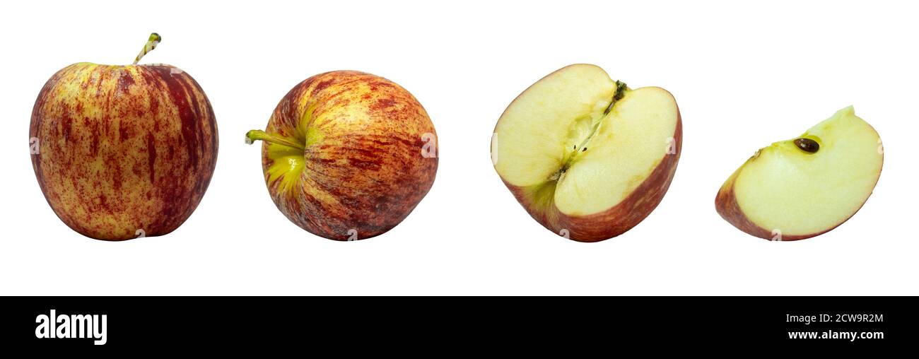 Ensemble de fruits à la pomme rouge frais isolé sur fond blanc avec masque Banque D'Images