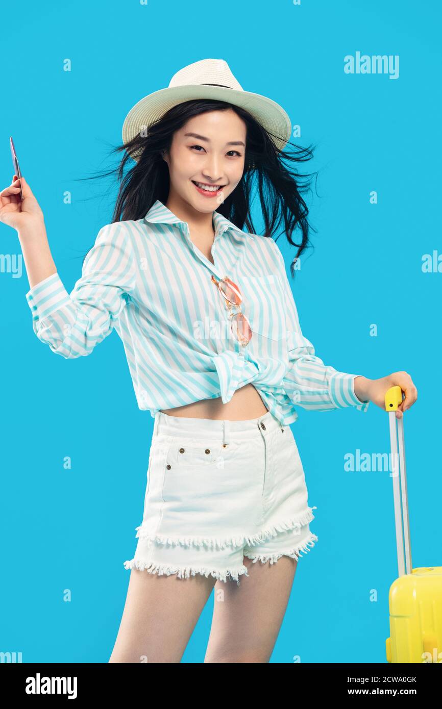 Une jeune femme à voyager Banque D'Images