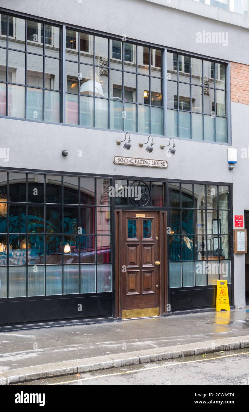 Social Eating House, un restaurant européen moderne étoilé au guide Michelin à Poland Street, Soho, Londres, Angleterre, Royaume-Uni Banque D'Images