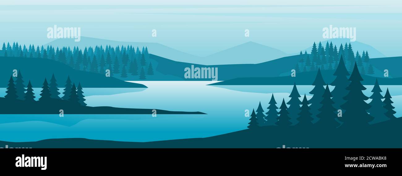 Arrière-plan de paysage brumeux Illustration de Vecteur