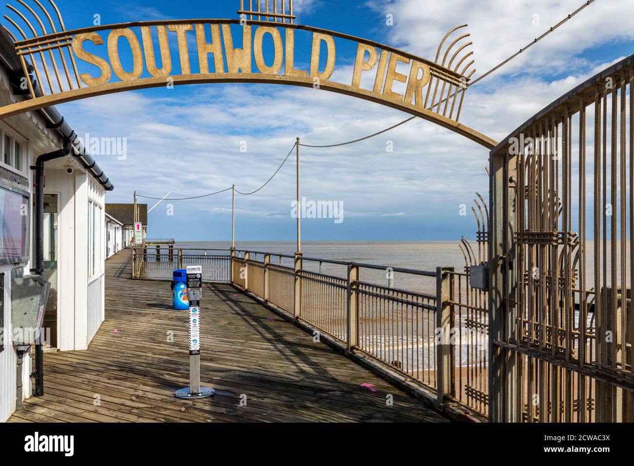 L'entrée à Southwold Pier, Southwold, Suffolk, Angleterre Banque D'Images