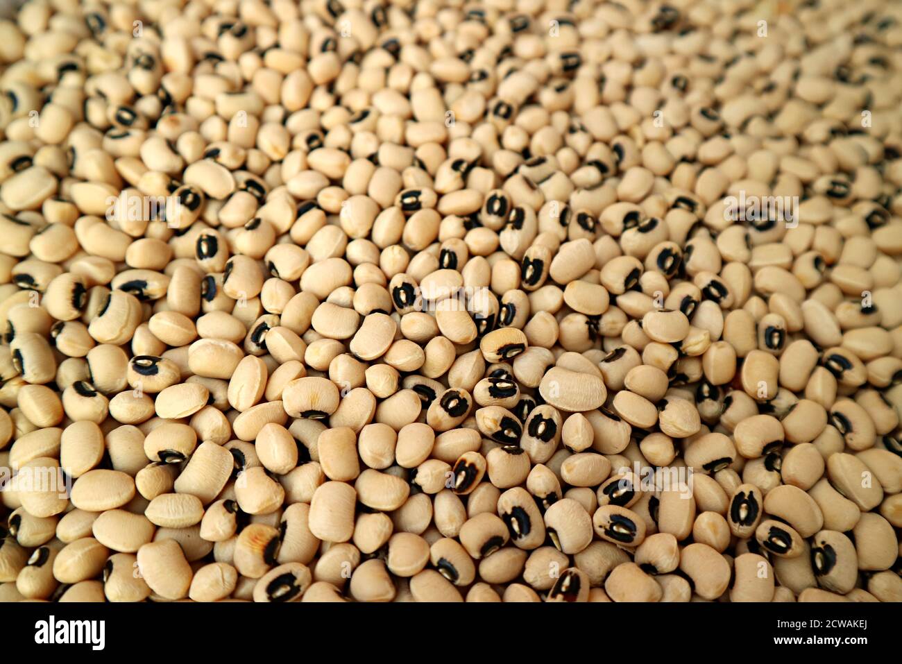 Tas de pois secs à yeux noirs ou de rouge de Californie à vendre au Souq de Manama, Bahreïn Banque D'Images