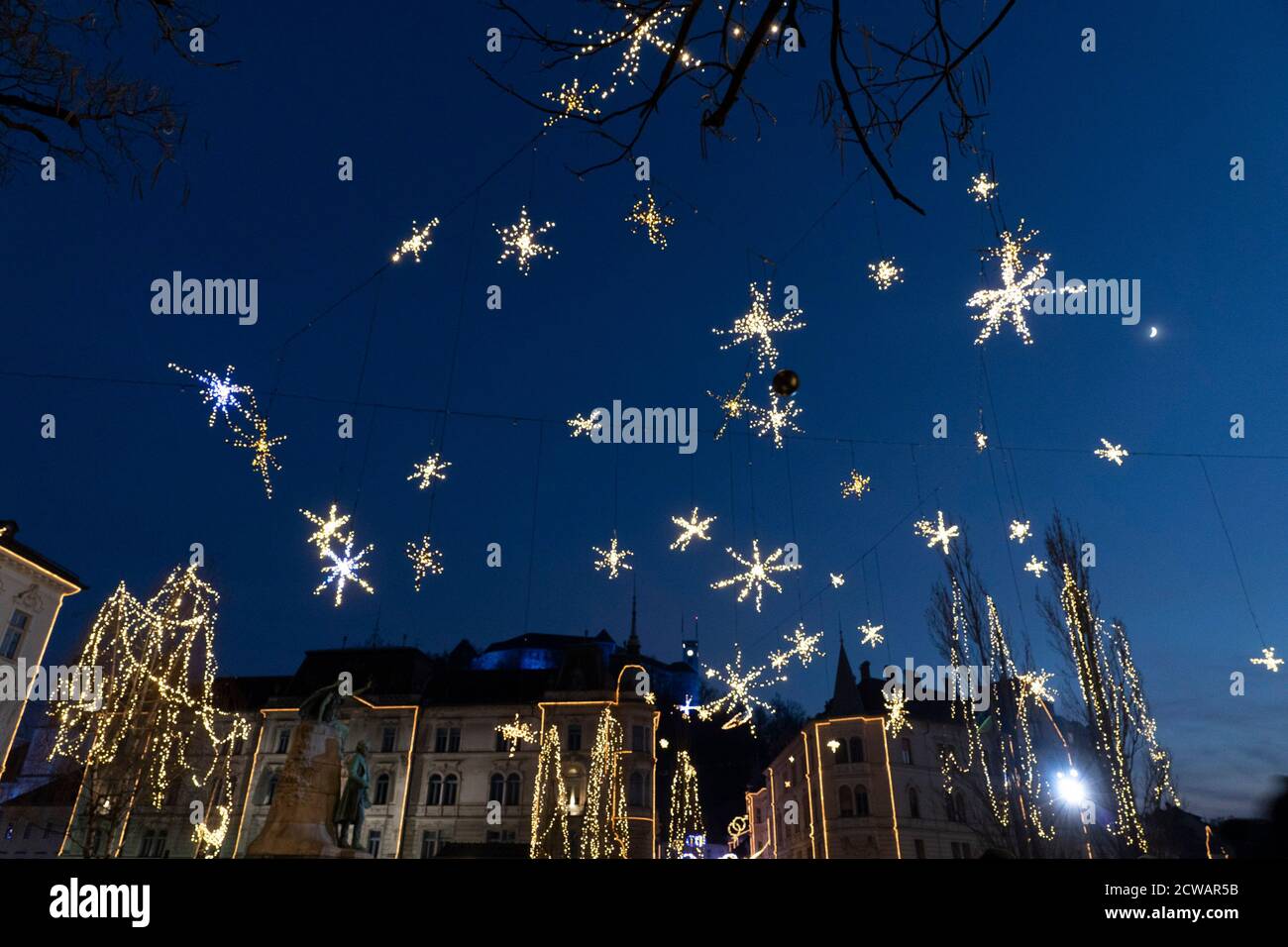 ljubljana main place arbre de noël Banque D'Images