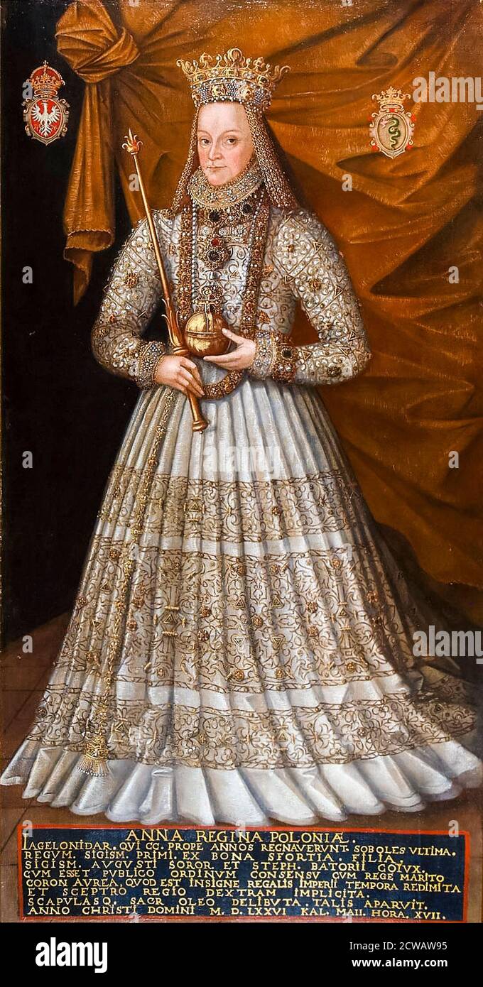 Anna Jagiellon (1523-1596) Reine de Pologne en robes de Coronation, portrait peint par Martin Kober, 1576 Banque D'Images