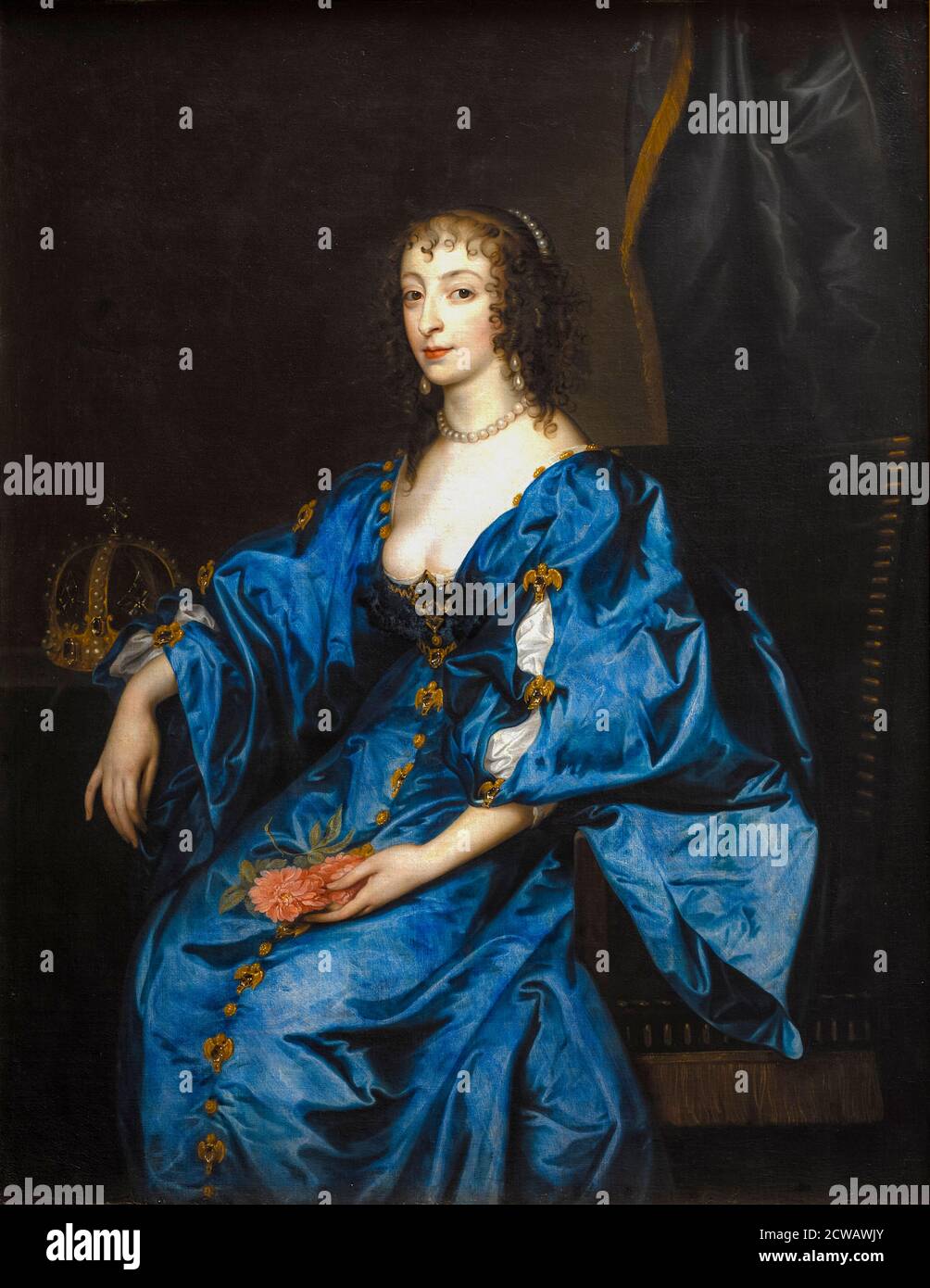 Reine Henrietta Maria (1609-1669), reine consort et épouse de Charles Ier d'Angleterre, d'Écosse et d'Irlande, portrait peint par Anthony van Dyck, 1613-1641 Banque D'Images