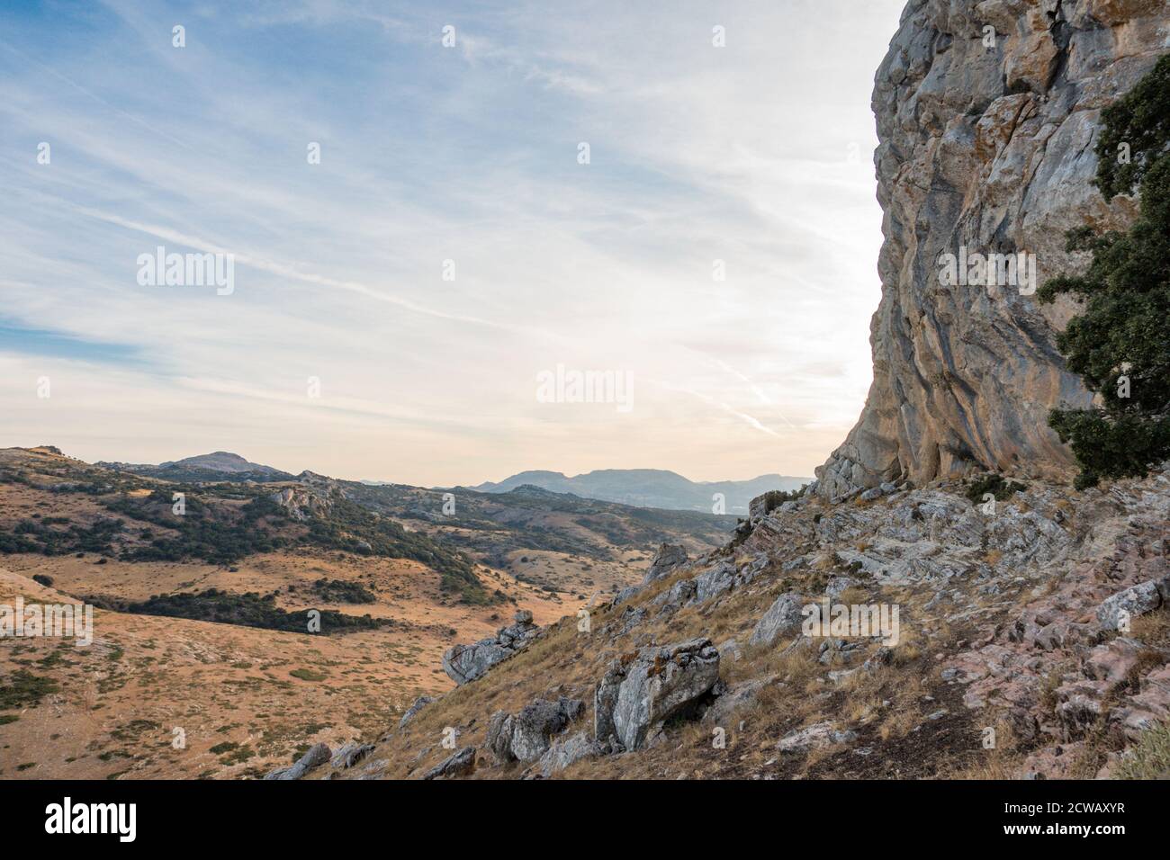 Paysage pittoresque à Puerto del Viento, montagnes de Serrania de Ronda, Andalousie, Espagne. Banque D'Images