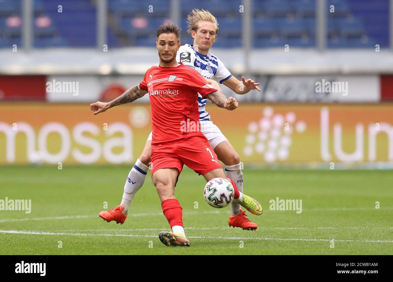 Firo: 26.09.2020 Fuvuball: Football: 3ème saison Bundesliga 2020/21 MSV Duisburg - FSV Zwickau 1: 1 Felix Drinkuth, FSV | utilisation dans le monde entier Banque D'Images