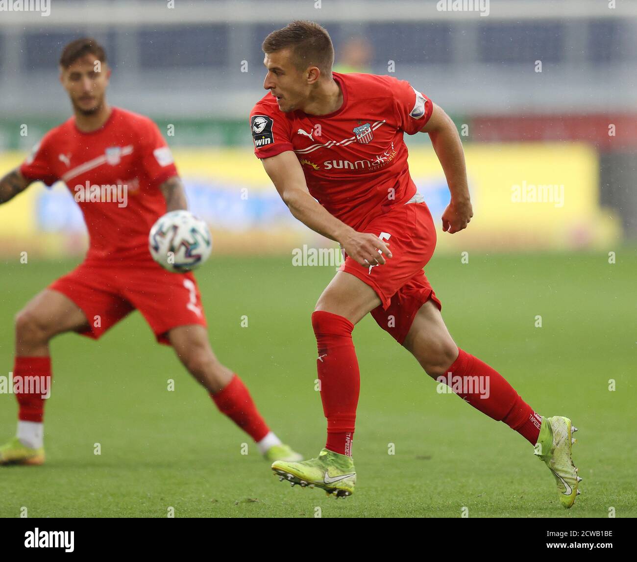 Firo: 26.09.2020 Fuvuball: Soccer: 3e saison Bundesliga 2020/21 MSV Duisburg - FSV Zwickau 1: 1 Maurice Hehne, FSV | utilisation dans le monde entier Banque D'Images