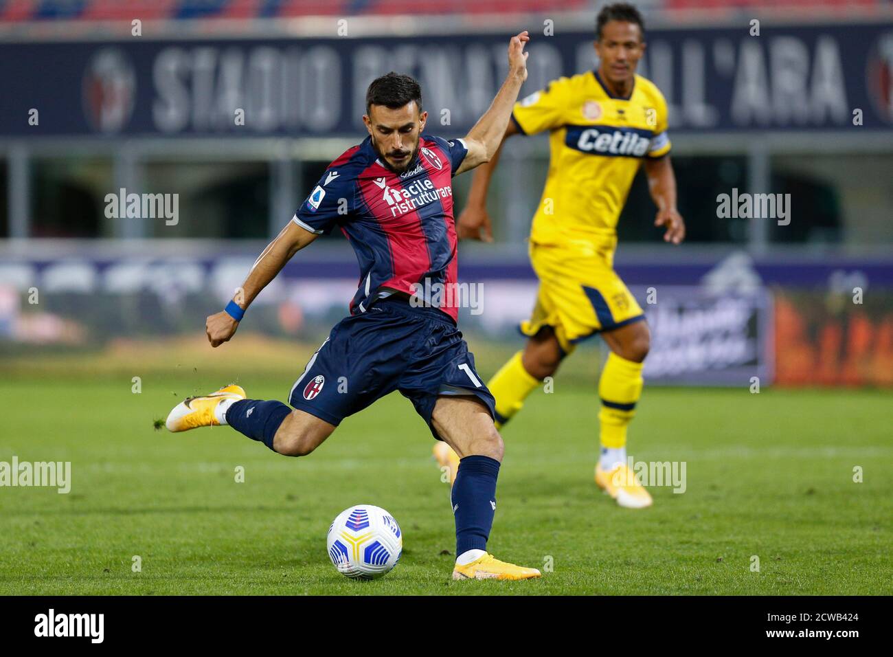 28 septembre 2020, Bologne, Italie : Bologne, Italie, Dall &#39;Stade Ara, 28 septembre 2020, Nicola Sansone (FC de Bologne) pendant Bologne vs Parme - football italien série A Match - Credit: LM/Francesco Scaccianoce (Credit image: © Francesco Scaccianoce/LPS via ZUMA Wire) Banque D'Images