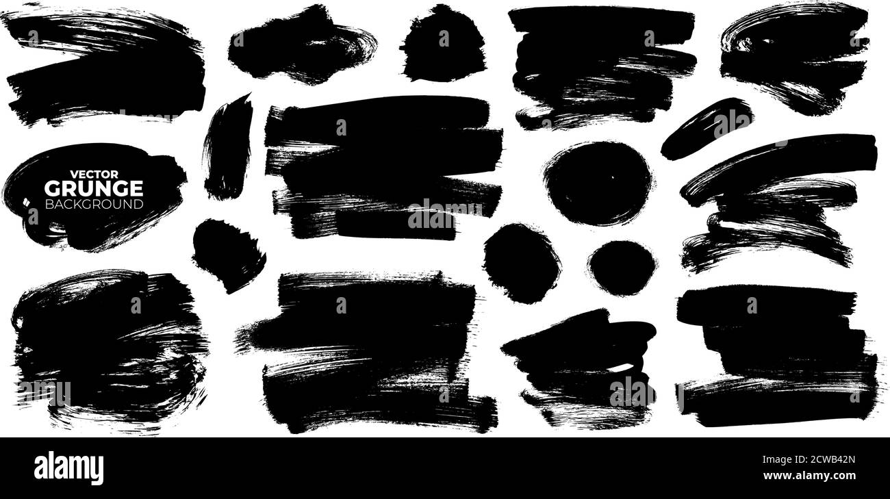 Collection de formes et de traits de pinceau à encre vectorielle. Illustration de Vecteur