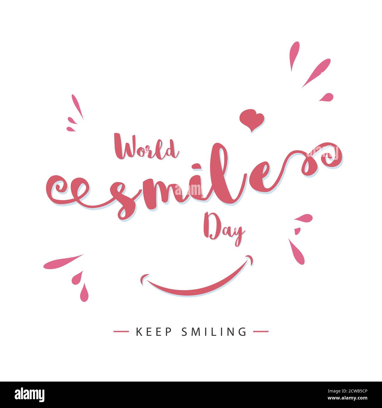 World Smile Day, continuez à sourire belle affiche de texte rose, illustration vectorielle Illustration de Vecteur