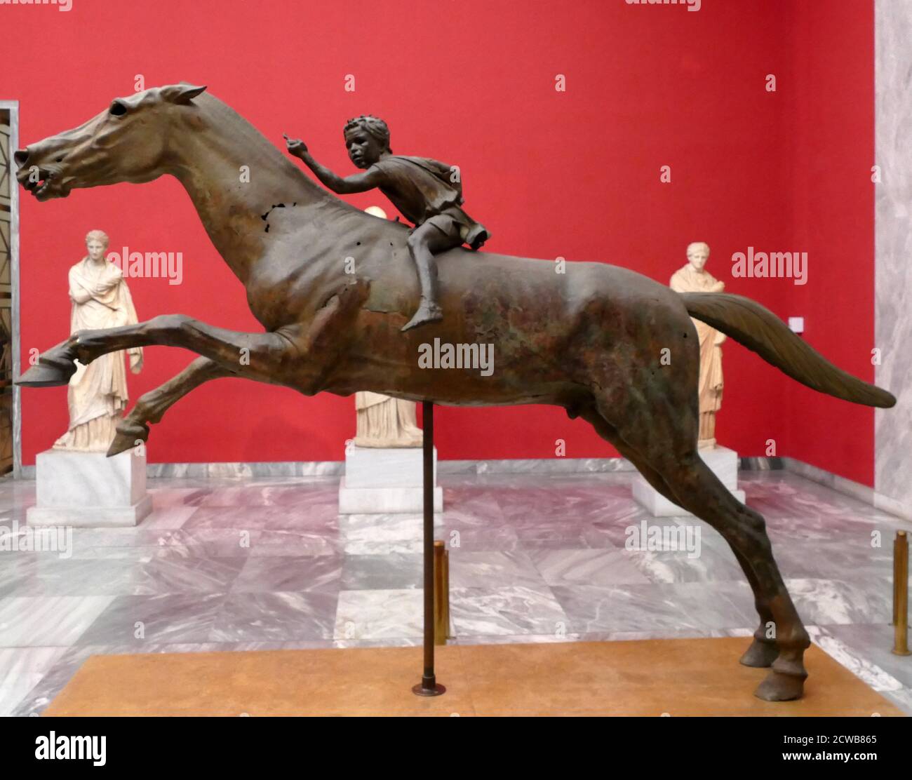 Le Jockey d'Artemision, une grande statue de bronze hellénistique d'un jeune garçon à cheval, datant d'environ 150-140 av. J.-C. Banque D'Images