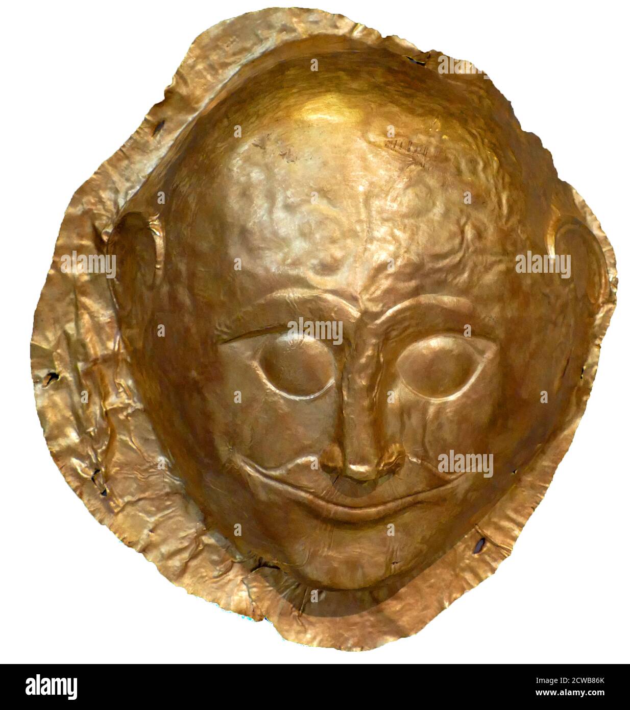 Un masque funéraire en or découvert à Mycenae Banque D'Images